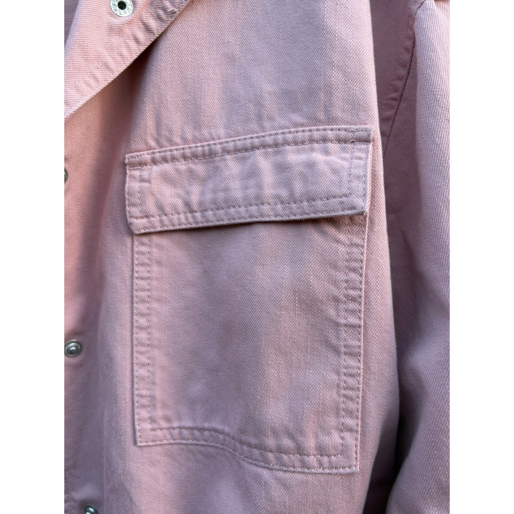 Dip Womens Pink Utility Jacket Snap Front Drawstring Waist Mauve Denim Medium - Picture 6 of 13
